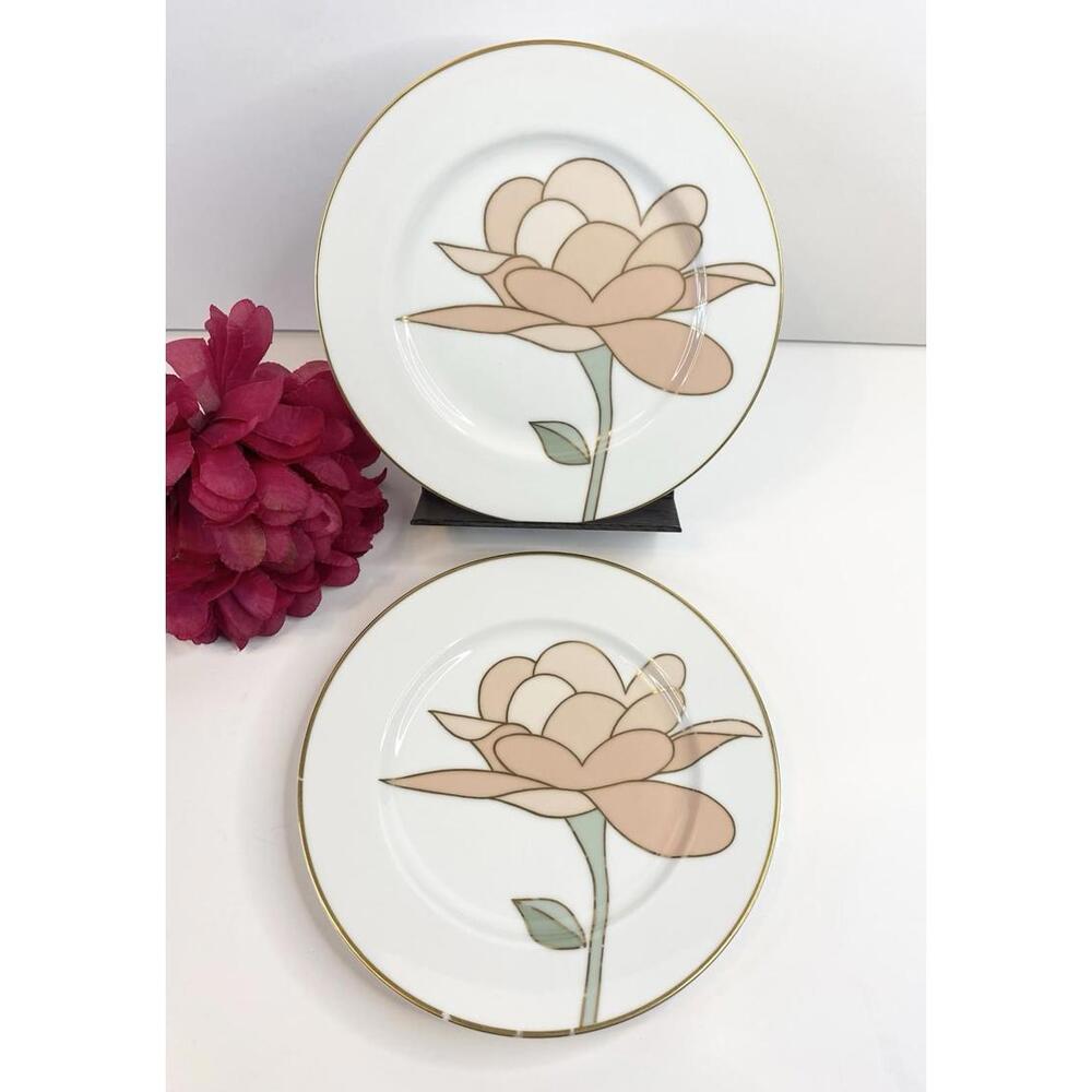 Fitz And Floyd Fleur de Paris Pattern Plates 7 1/2" 1982 Dessert Plate Gold Trim